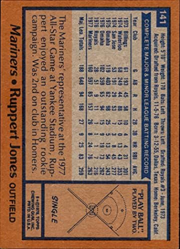 1978 Topps 141 Рупперт Джоунс Сиатъл Маринърс (бейзболна карта) в Ню Йорк Моряците