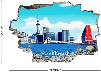COCOKEN Auckland Skyline 3D Самозалепващи Подвижни Винилови Стикери за стена Пробив през стената/Стенописи Художествени