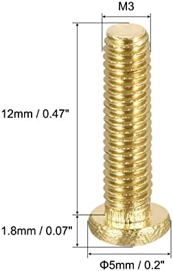 uxcell Месингови Машинни Болтове, Крепежни Болтове с Кръстни Глава M3x12mm за Мебели, Офис оборудване, Електроника 14шт