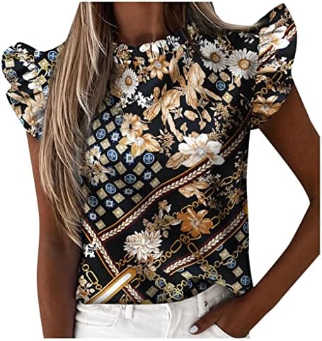 Yubnlvae Свободно Намаляване на Летните Модни Ежедневни Блузи с Къс Ръкав Дишащи Обикновен Класически Тениски за Жените С Кръгло Деколте