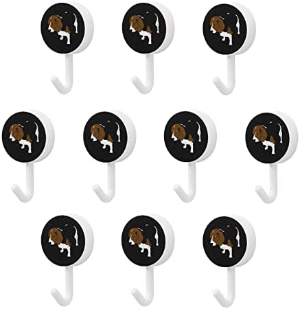 Лепило Куки за Кученца Бигля Набор от 10 Кръгли Пластмасови Куки Без Пирони на Стената Куки за Кухня Баня и Домашен Офис