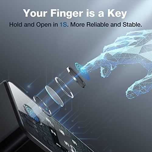 Система за Заключване на вратите с пръстов отпечатък, 6-в-1, Автоматично Заключване на вратите без ключ с дръжка, Сензорна клавиатура, Bluetooth приложение, Автоматично б