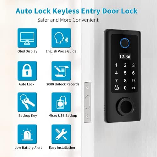 Система за Заключване на вратите с дръжки от BEBASIA с пръстов отпечатък, Автоматично Заключване на вратите без ключ, Интелигентна Система за Заключване на вратите, Бо