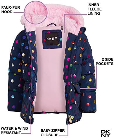 Яке за малки момичета DKNY – Стеганая ветровка с пузырчатым пух на руното лигавицата (12 м-4 м)