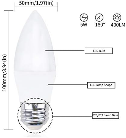 Led лампа Luxvista B10 RGB -E26, led лампа, с променящ се цвят, - 5 W (еквивалент на 40 Вата) RGB + Дневна светлина +