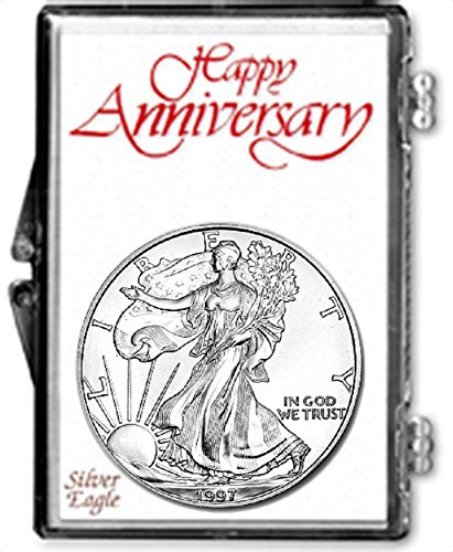 1998-1 Унция Американски Сребърен Орел в Юбилейна Держателе 25-та Юбилейна Монета Долар Монетния двор на САЩ, Без да се прибягва