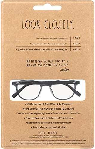Очила за четене Rae Dunn МИРЕНА Blue, блокиране на светлина - 2 опаковки с Твърд футляром за идентичност на шрифта LOOK