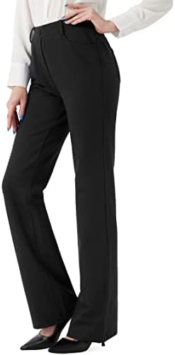 Дамски Еластичен Модел Панталони с изрези за работа в Офис, Бизнес Ежедневни Панталони с джобове 30 / 32 по вътрешния