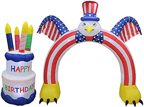 Два комплекта патриотични украса за парти по случай рожден Ден, включително надуваеми летящ белоглав орел височина 9 метра с арка под флага на сащ и надуваема торта