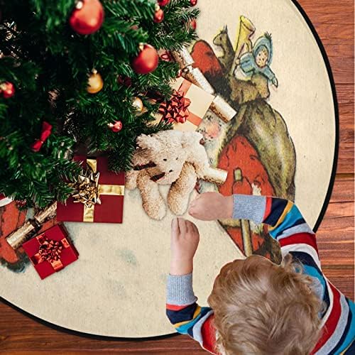 visesunny Подложка за Коледната Елха Весела Коледа Ретро Санта Комина Поставка За Дърво Подложка За Защита на Пода Впитывающий