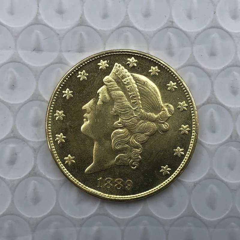1889-те години Американската Версия на 20 Златни Монети Антични Месинг Ръчно Чуждестранна Възпоменателна Монета 34 мм
