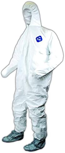 Гащеризон MAGID EconoWear Tyvek с качулка и обувки, за Еднократна употреба, с Еластични маншети, Бял, 2X-Размер (в опаковка по 25 парчета)