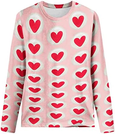 Модерна Дамска Тениска с дълъг ръкав, Ежедневна Блуза със Сърца, Жилетки, Пуловер с кръгло деколте, Базова Тениска, Елегантен
