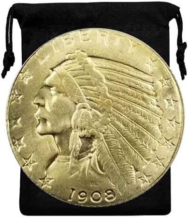 Kocreat Копие 1908-D Златна Монета с Главата на индийския Орел в Пет Долара-Точно Копие на Сувенирни Монети на САЩ, Щастлива