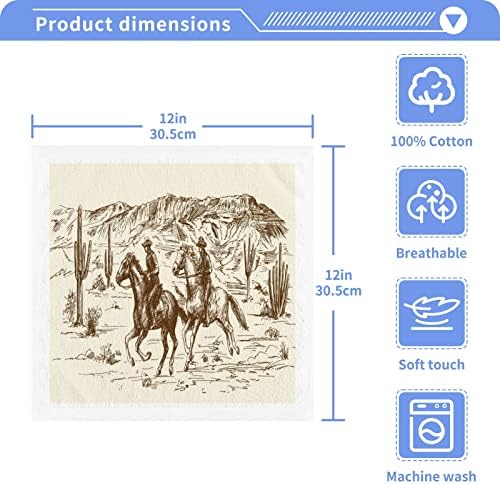 Kigai 4 Опаковки Ковбойских Салфетки в стила на Западната Пустиня – Меки Кърпи За лице, За фитнес, Хотелски и спа качество, Кърпи за Многократна употреба отпечатъци От