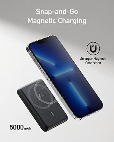 Магнитен батерия Anker 521 (PowerCore Magnetic 5K), Магнитно Безжично Преносимо зарядно устройство с капацитет 5000 mah