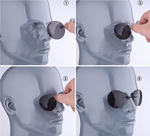 NorthEarth 3 Цвята Ретро Кръгли очила с клипс за носа Matrix Морфей Movie слънчеви очила без рамки мъжки (черно-Black)