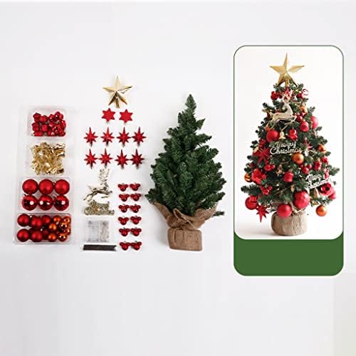 Коледно Дърво FIFOR на Батерии с led Гирлянди и Украшения, Настолна Коледно Дърво 36,6 инча, за Празнична Украса на Дома за офиса