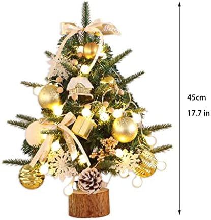 Изкуствена Мини-Коледна Елха FIFOR 17,7 см за Настолни Украса на закрито, Декорации с 2 м Led Крушки и Декорации