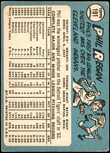 1965 Topps # 191 Фил Regan Детройт Тайгърс (Бейзболна картичка) ЧЕСТНО тигри