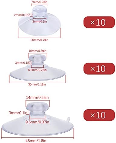 Bsxgse 30 вакуум опаковки Пластмасови нещастници без куки Прозрачни куки 3 размер (45 мм, 30 мм, 20 мм) Куки за окачване