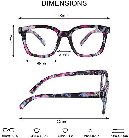 Очила за четене JiSoo Голям размер 1,5 Женски Мъжки, Модни и Дизайнерски Очила за четене в Големи Рамки с Пружинным тръба на шарнирна връзка, Розов Кварц 1,5