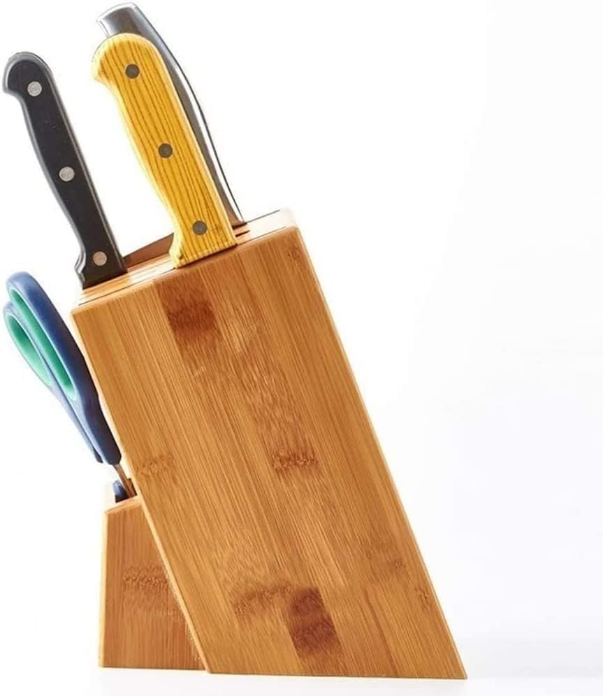 Истински дървен държач за ножове с 7 Празни прорези. Дървен държач за ножове С плъзгане Вентилация И Модерни и Практични