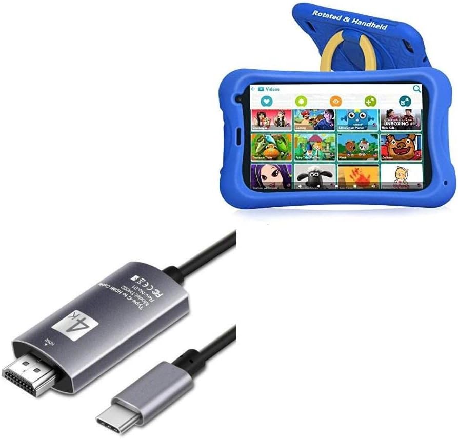 Кабел BoxWave е Съвместим с NOBKLEN Kids Tablet JR-J7 (7 инча) - Кабел SmartDisplay - USB Type-C-HDMI (6 фута), USB кабел