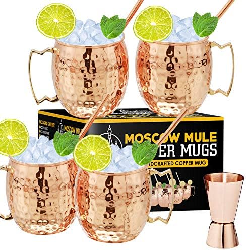 Медни чаши Gold Armour Moscow Mule - Комплект от 4- Медни чаши, ръчно изработени, ръчно изработени, Подаръчен комплект