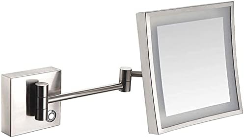 Стенно Огледало за бръснене LARRO за баня, огледало за грим с led подсветка и 3-кратно Увеличително Сензорен екран, завъртащо