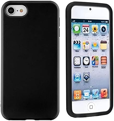 BLLQ е Съвместим с корпус iPod Touch 7, корпус iPod Touch 6, корпус iPod Touch 5, черно гланцово корпус от мек TPU, тънък, лек кожни калъф, съвместим с iPod Touch 5-ти / 6-ти / 7-то поколение, черен