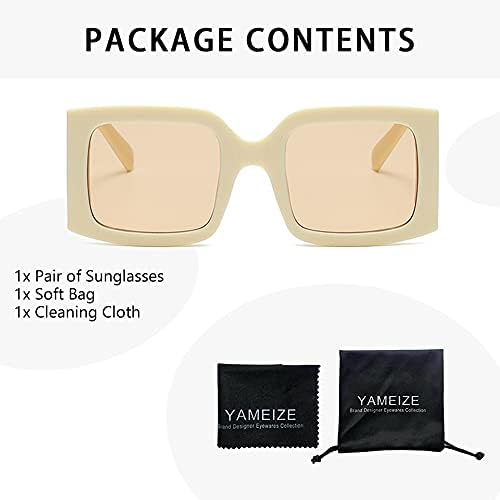 YAMEIZE Vintage Слънчеви Очила Голям размер за Жените И Мъжете В модата на Квадратни Рамки Със Защита от Слънчеви Очила