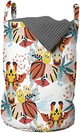 Чанта за дрехи Ambesonne с участието на Жираф, Цветни Разпечатки с Абстрактни елементи от животински Произход, Кошница