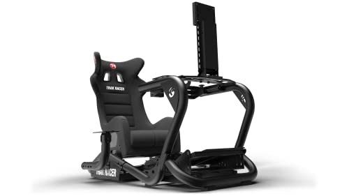 Кабина на симулатор на състезания Trak Racer TR-8 Pro със седалка, GT - Черна, Компактен, регулируеми по височина, универсална поставка за състезателни колела, съвместима с п?