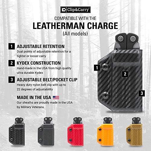 Калъф за мультитула Clip & Carry Kydex за LEATHERMAN Charge - Произведено в САЩ (Мультиинструмент в комплекта не са включени),