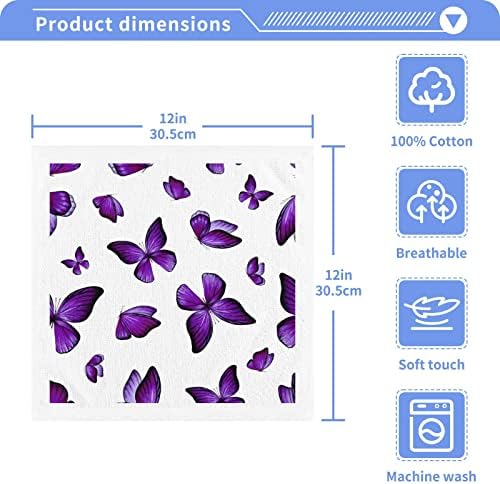 Салфетки Kigai 2 Опаковки Purple Butterfly Washcloths – Меки Кърпи За лице, За фитнес, Хотелски и спа качество, Кърпи