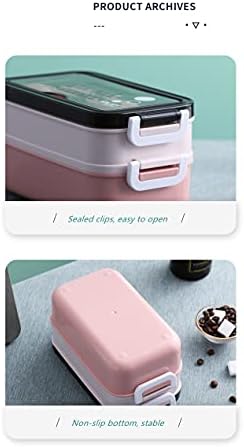 Кутия за бэнто, двупластова, запечатани, от безопасен хранителен материал, подходящ за учене, работа и пътуване (зелена)