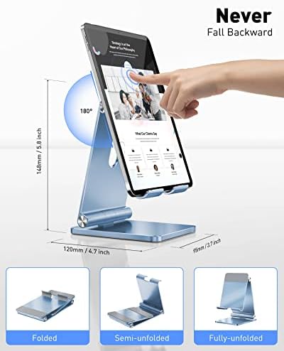 Сгъваема стойка за таблет Maxonar, Регулируем Настолна док станция за таблет телефон, Изработена от алуминий, която е Съвместима с iPad 2022 / iPad Pro, iPad Air / iPad Mini [4,7 -13], Galaxy Tab S8