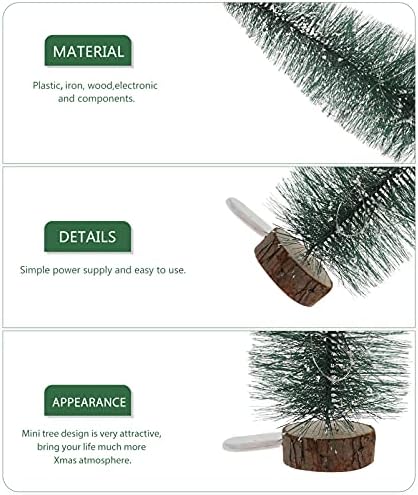 Миниатюрни Иглолистни Елхи DOITOOL, Сизалевые Елхи с дървена основа, Мини Коледно Дърво със светлини 30 см, Украса от