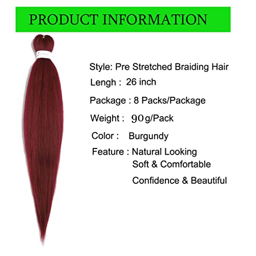 Предварително Опъната Плетена Коса За удължаване 26 инча 8 опаковки Професионални Опашка За коса е Мека Директен Панделка
