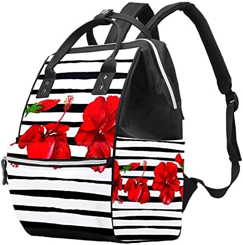 Пътен Раница GUEROTKR, Чанта за Памперси, Рюкзачные Чанти за памперси, червено цвете с шарките на черна ивица