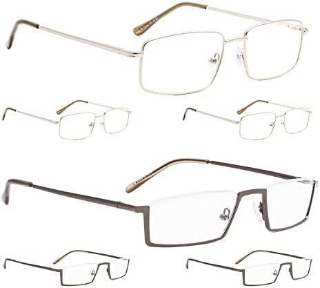 LUR 3 опаковки на метални очила за четене + 3 опаковки очила за четене в полукръгла рамка (общо 6 двойки ридеров + 3,50)