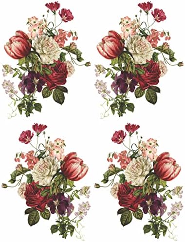 Оризова хартия за букет от тъмно червени рози, 8 x 10.5 инча - 6X1 Дизайн букет, отпечатани в 2 различни размери на хартия Тутового цвят, дебелина от 30 г /м2 с видими влакна ?