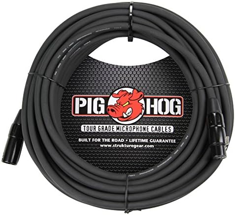 Pig Свиня PHM50 Висока производителност на 8-мм XLR микрофон, кабел, черен, 50 фута и PHM30 Висока производителност на