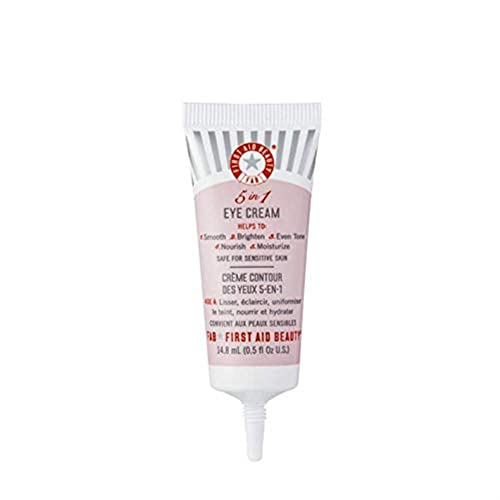 First Aid Beauty 5 в 1 Крем за очи: анти-Стареене крем за очи с множество действия за суха чувствителна кожа. Отлично подходящ за всички типове кожа. (0,5 унции)