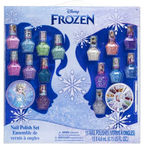 Набор от нетоксични Отслаивающихся лакове за нокти Townley Момиче Disney Frozen Блестящи и непрозрачни цветове със скъпоценни камъни за момичета и деца на възраст под 3 годи