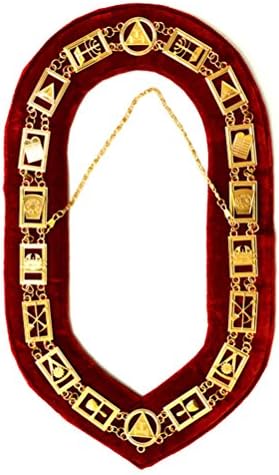 Нашийник-Масонская Верига Bricks Masons Royal Arch - Злато /Сребро, В Червено