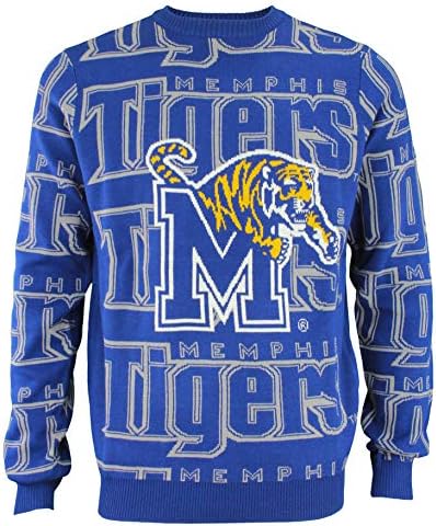 Пуловер с кръгло деколте FOCO на NCAA Мъжки Memphis Тайгърс с повторение на Вербалния знак