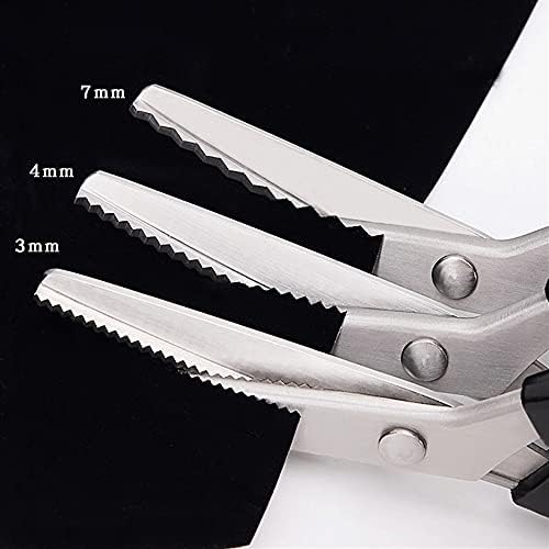 Ножици за бродерия ENDAN 23,5 см, Професионални ножици за шивашки от Неръждаема стомана, ножици за бродерия, зиг-заг Инструмент за декоративен ръб на плат (Черен цвят)