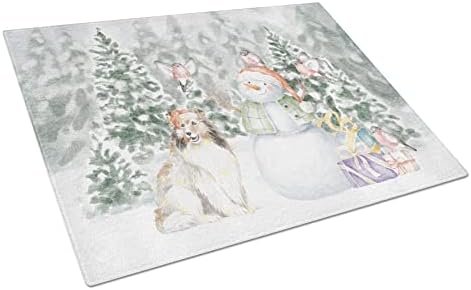 Sheltie/Шетландская овчарка Sable с Коледни Подаръци Стъклена Дъска за Рязане Голяма